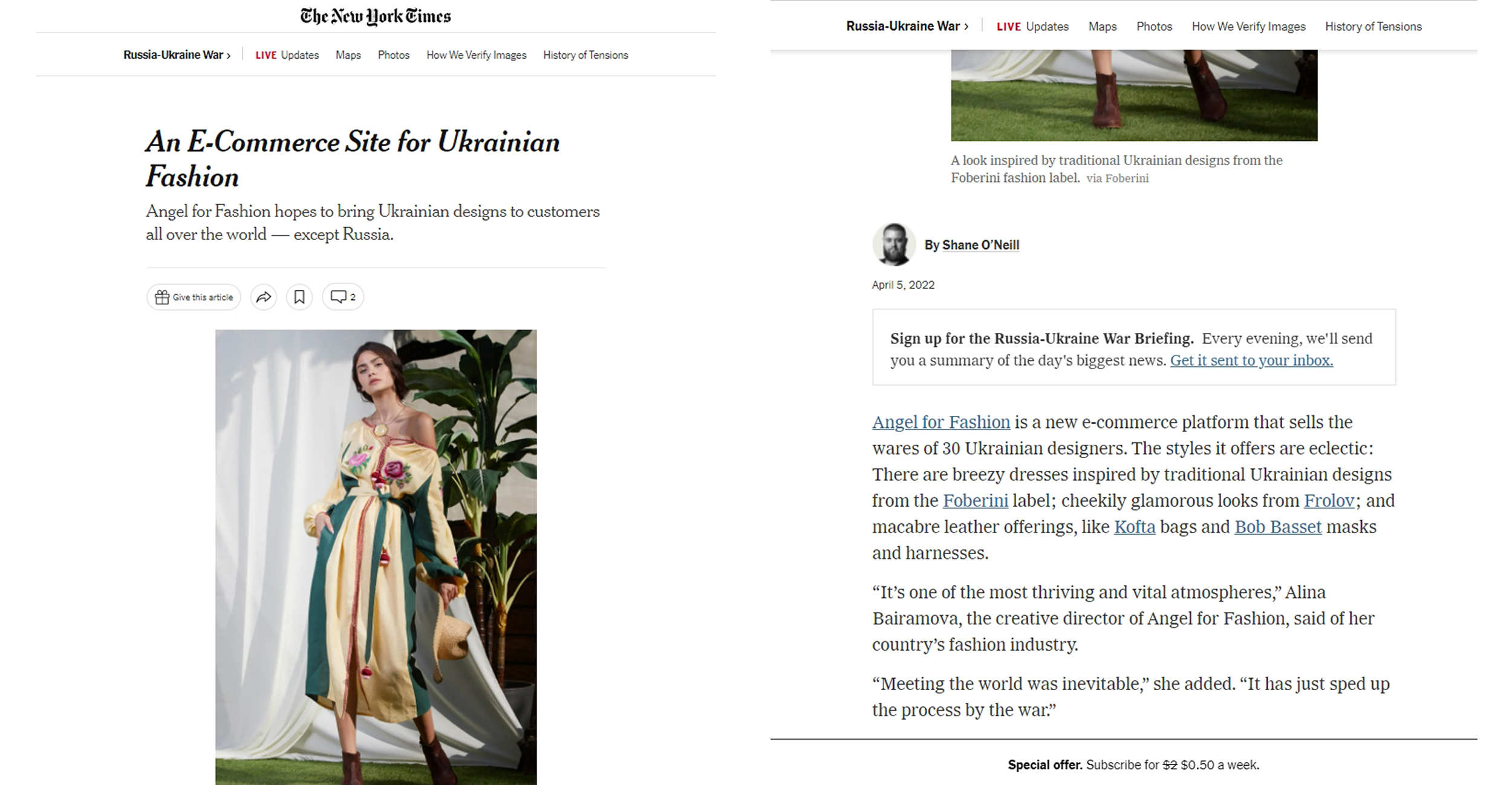 FOBERINI in New York Times April 2022